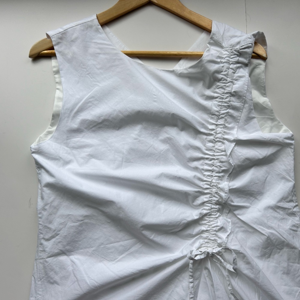 Poete white sleeveless midi dress with gathering on the side - Picture 8 of 10